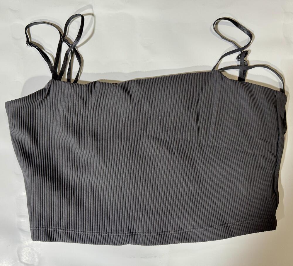 Buffbunny Collection Tank Top Womens Large Gray Ribbed Crop Cami Bralette